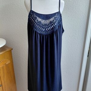 NWOT Indigo Rose Navy Chrochet Top Stretchable Straps Aline Dress
